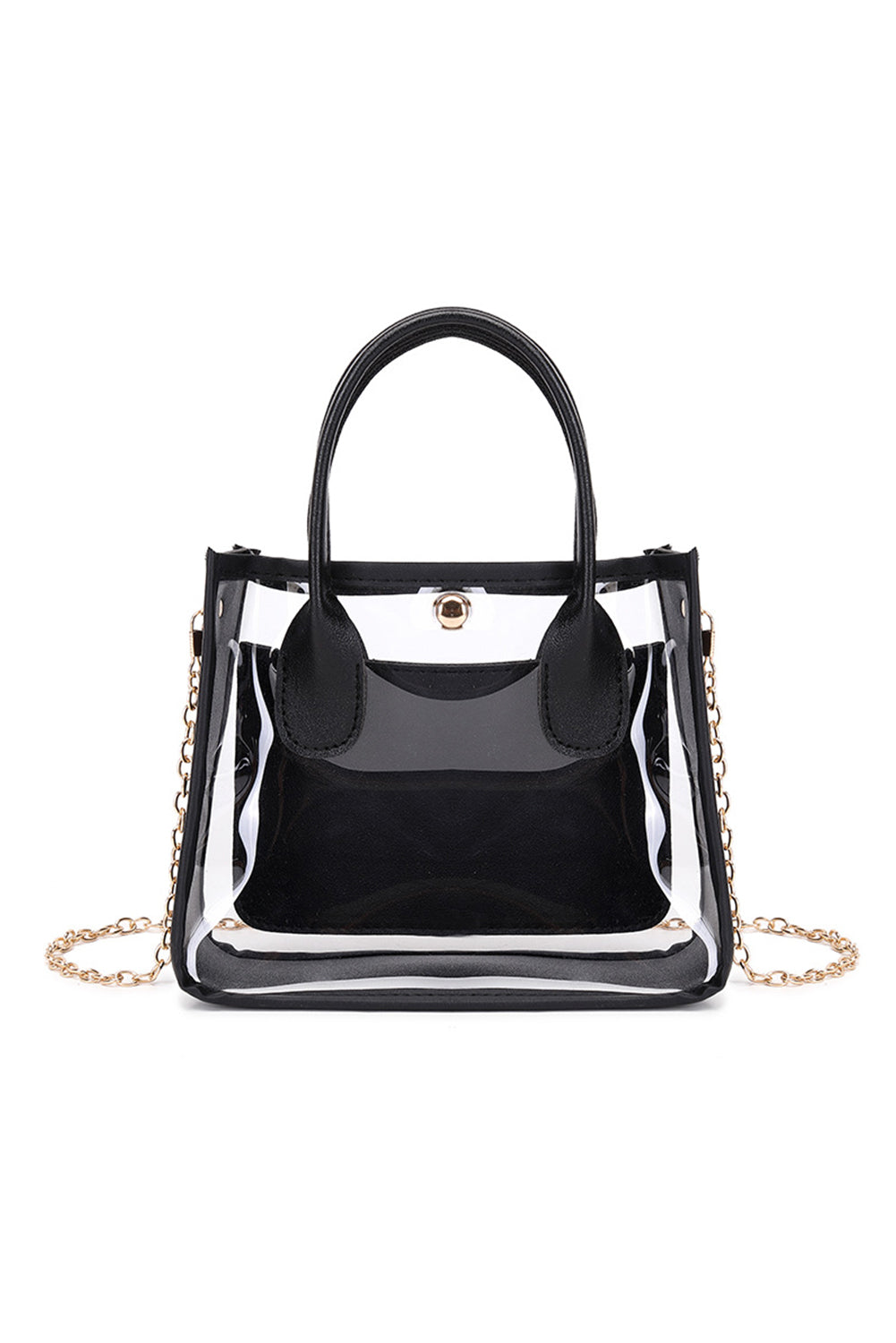 PVC PU Leather Patchwork Chain Strap Shoulder Bag