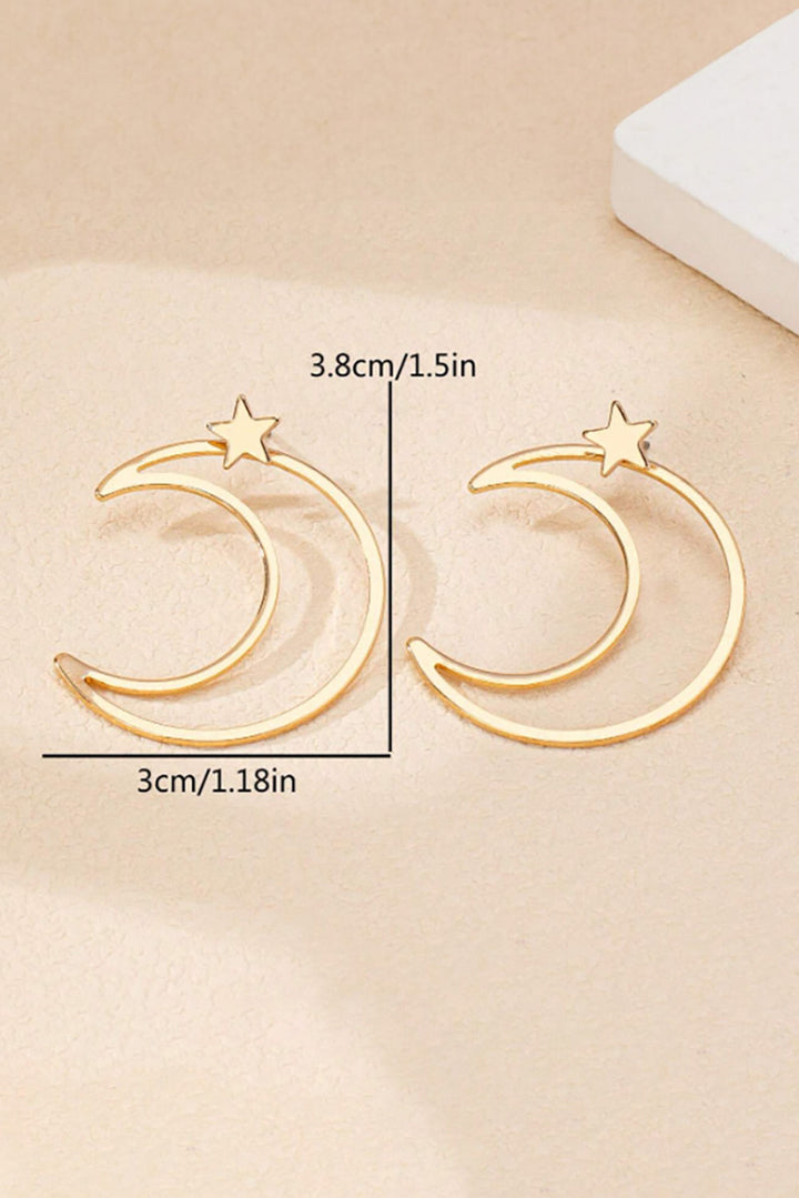 Boucles d'oreilles en alliage plaqué étoile et lune