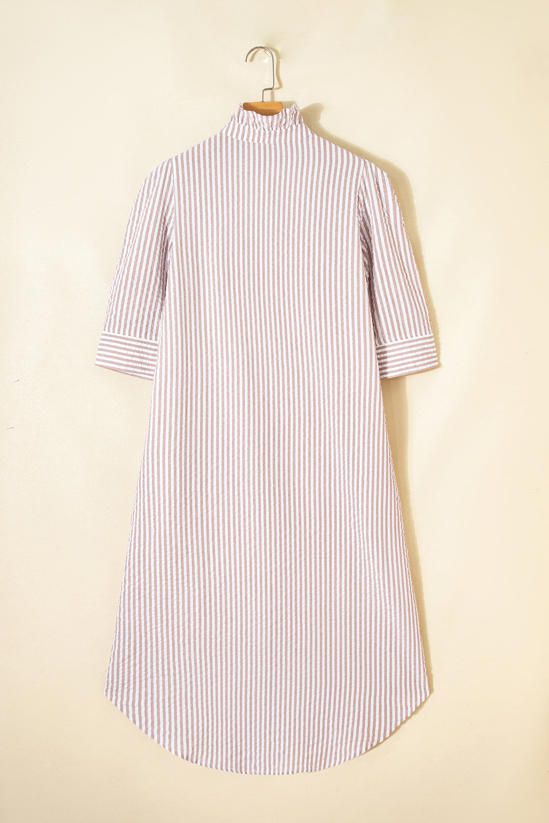 Frilled Collar Half Sleeve Shirt Maxi Dress