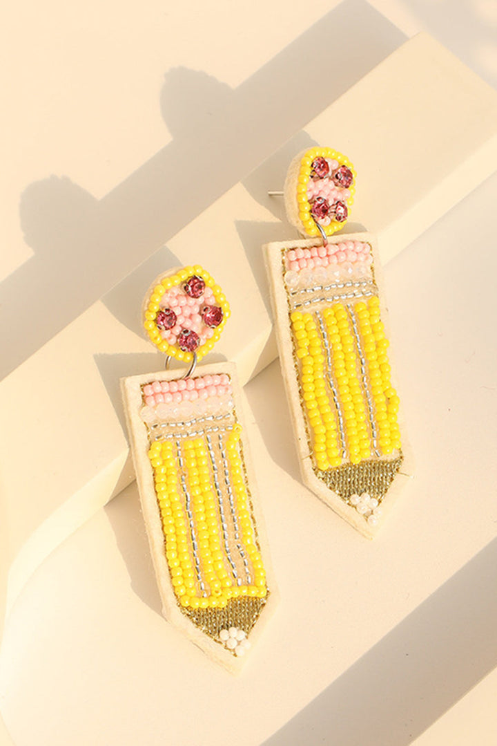 Boucles d'oreilles crayon perlées pour enseignant
