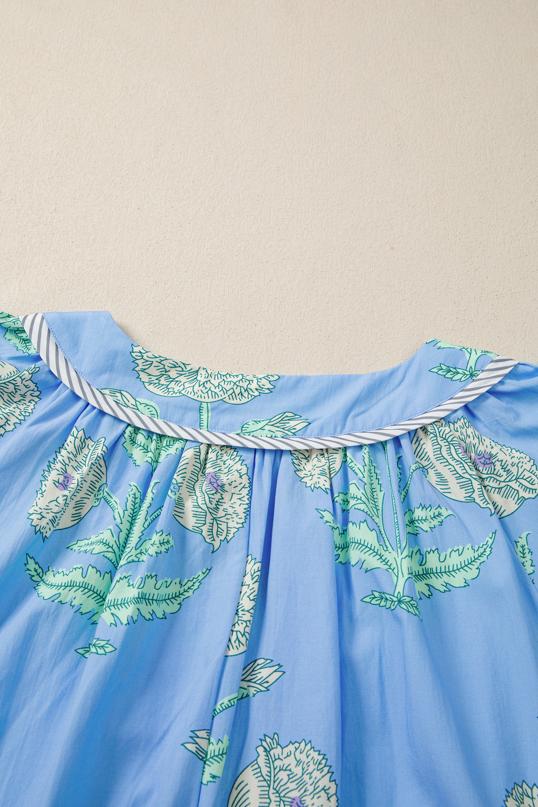 Sky Blue Plus Periwinkle Floral Printed Short Sleeve Mini Dress