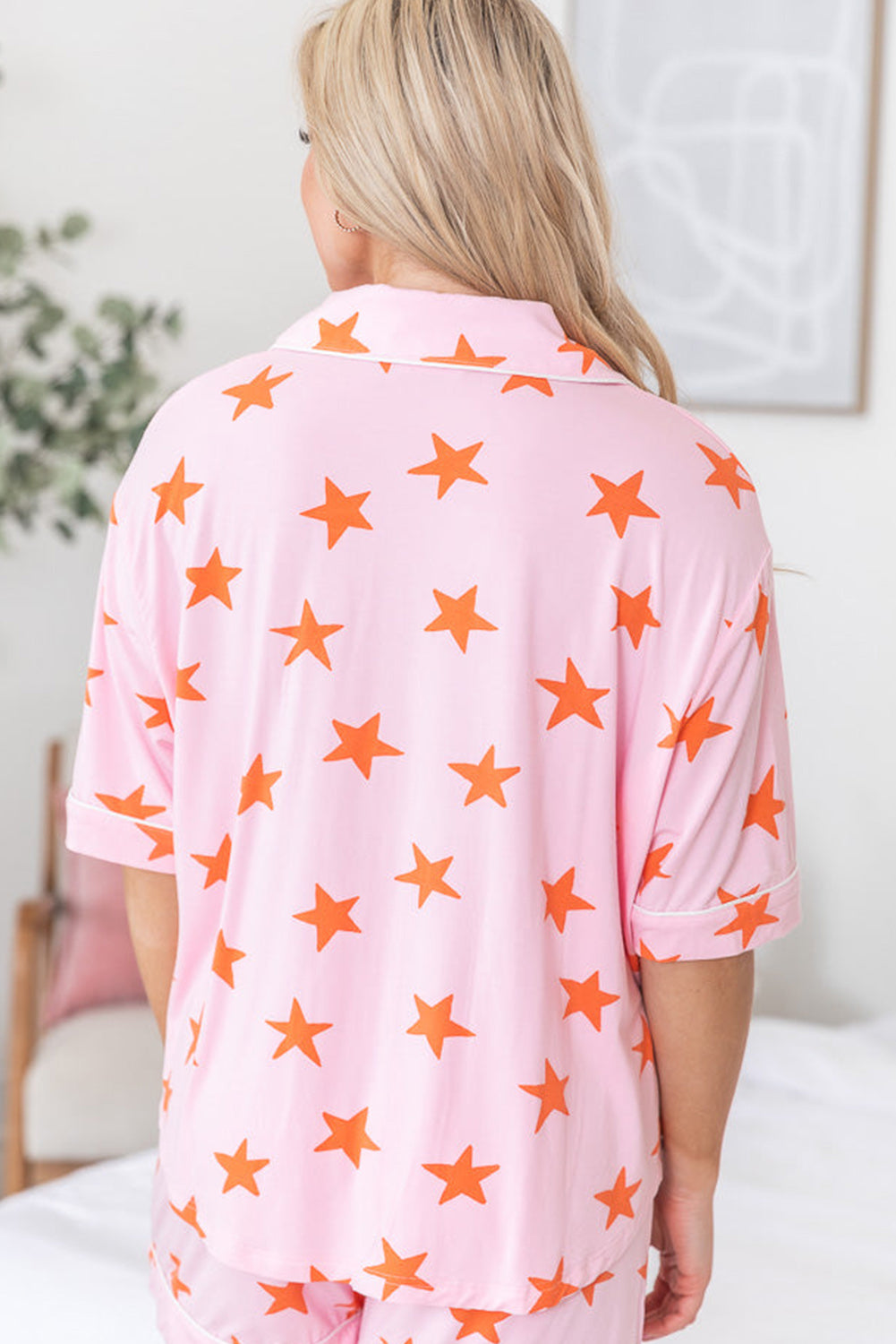 stars short sleeve shirt and shorts bamboo pajama set