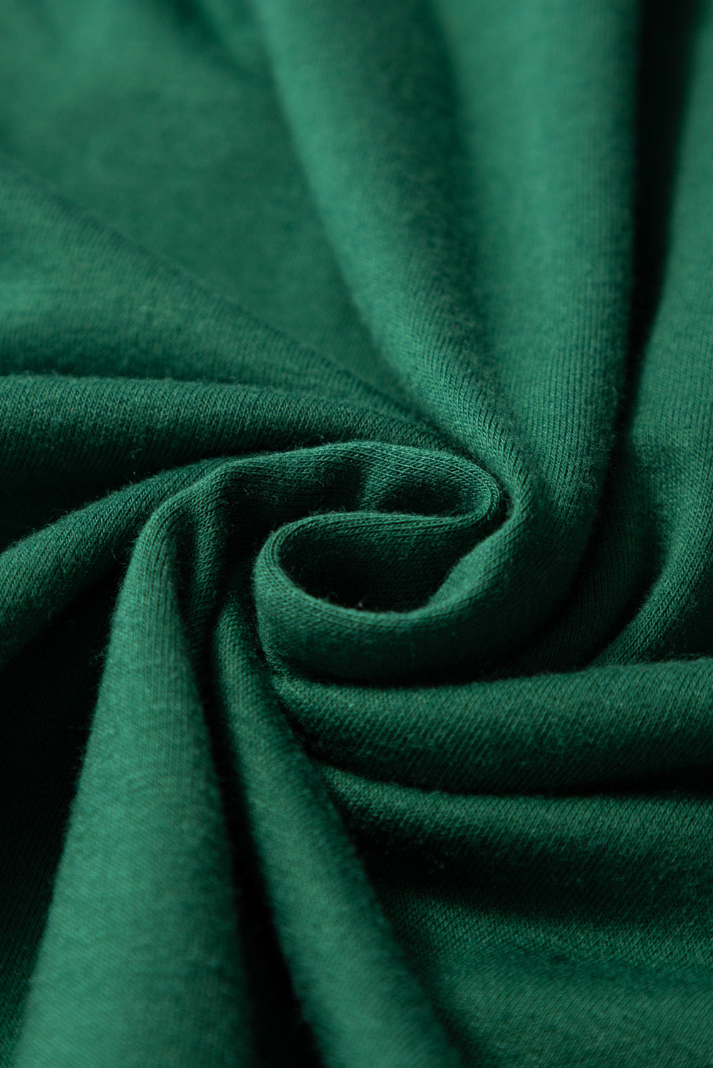Dark Green Round Neck Rolled Sleeve Plus Size T-shirt