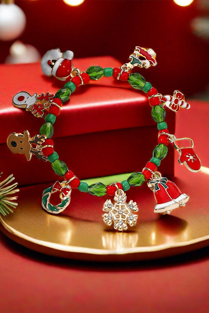 Perlenarmband mit Weihnachtsmuster-Anhänger