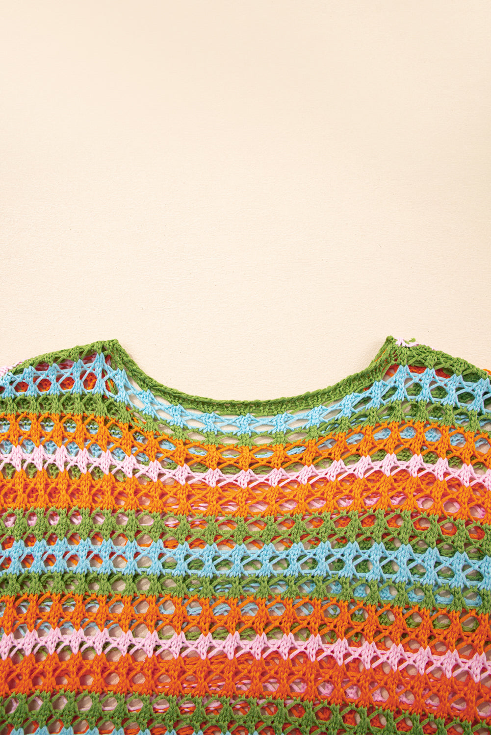 multi stripe open knit sweater beach cover up 1