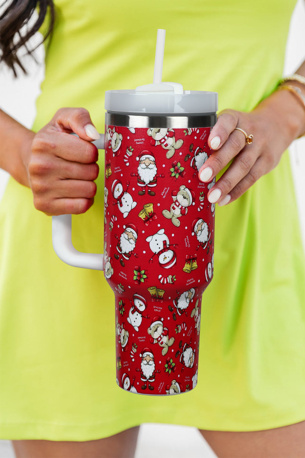 Gobelets en acier inoxydable avec poignée et imprimé de Noël, 1 134 ml