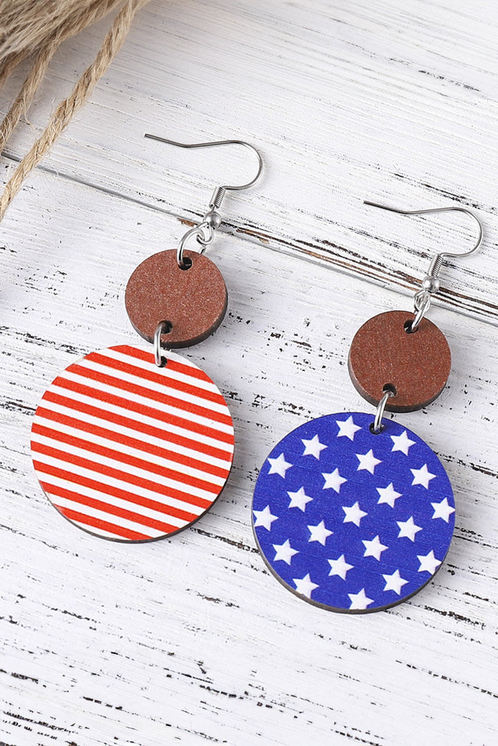 Boucles d'oreilles drapeau en bois du 4 juillet