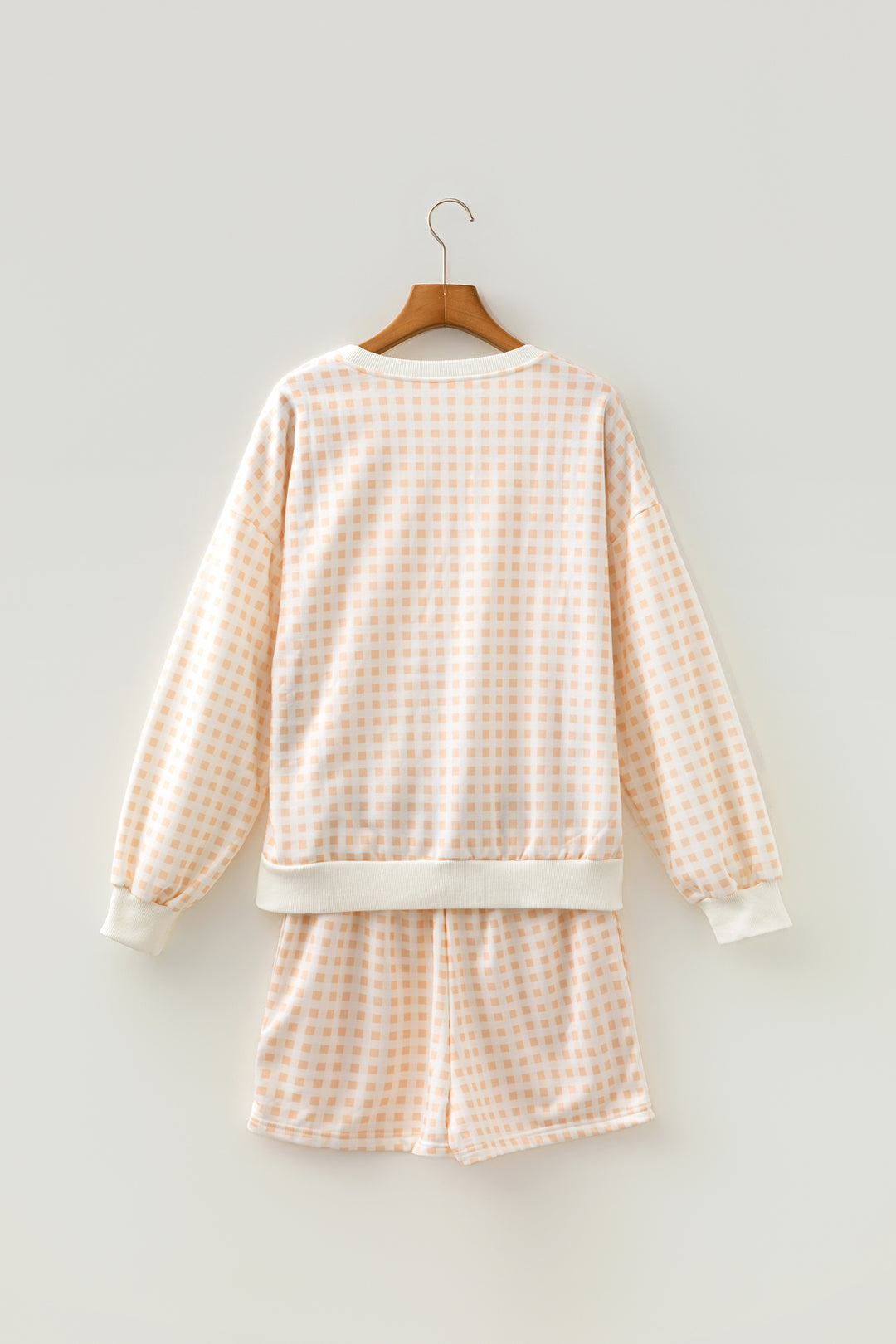 Yellow Plaid Baggy Pullover Drawstring Casual Shorts 2pcs Outfit