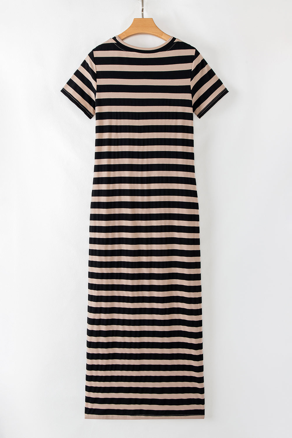 casual round neck t shirt maxi dress with pockets
