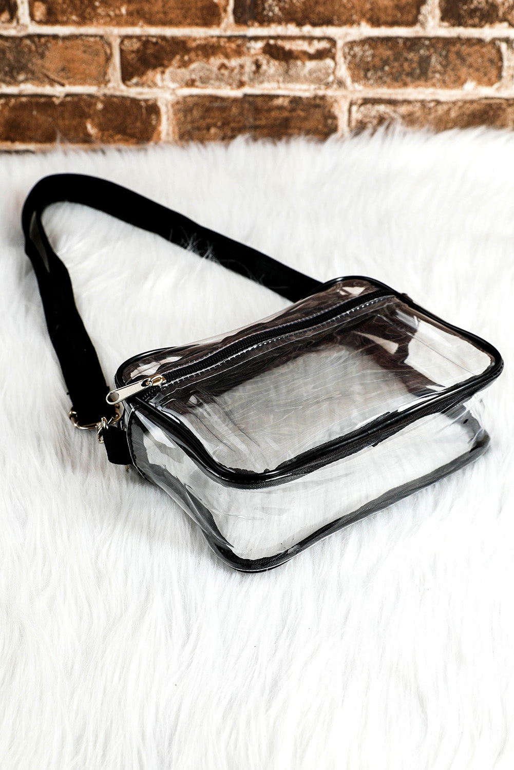 Multi-Pocket Contrast Edge Detachable Strap Clear Shoulder Bag