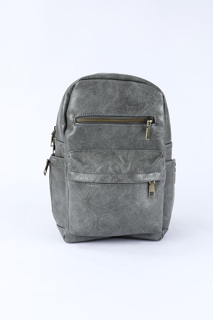 Rucksack aus Kunstleder mit Doppelreißverschluss