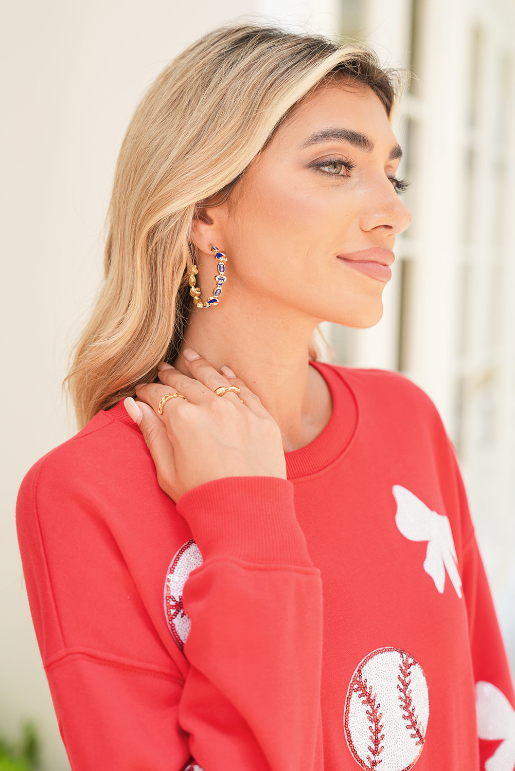 Game Day Football Helmet Jersey Hoop Earrings