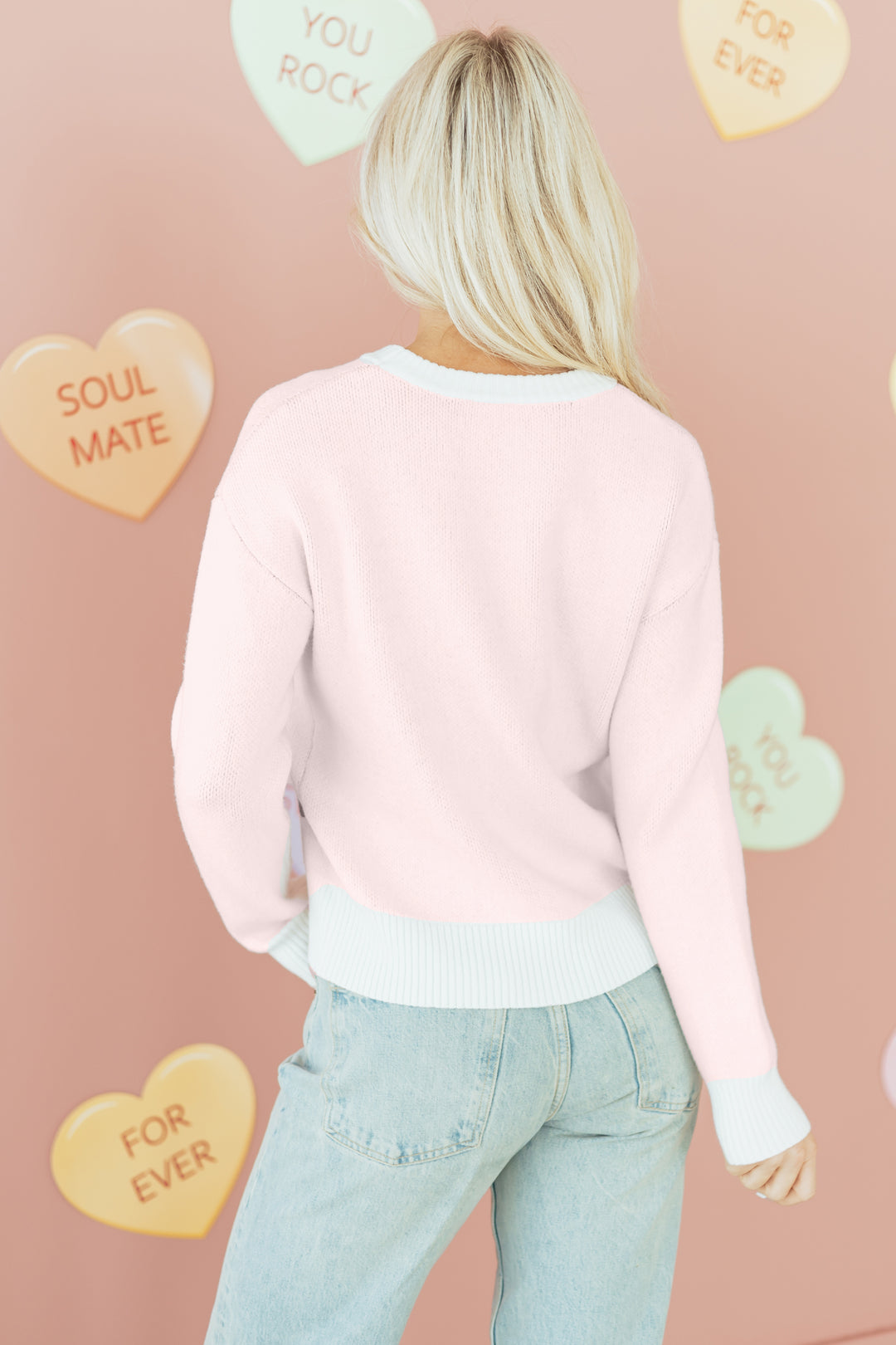Cherry Pattern Drop Shoulder Sweater
