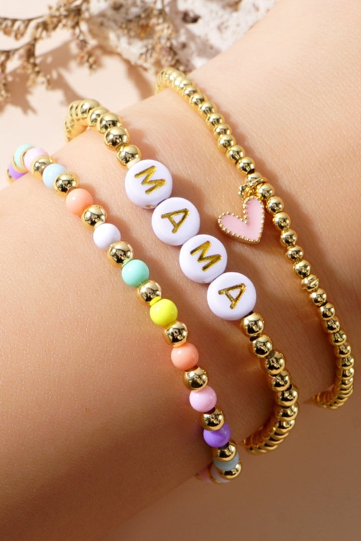 Bracelet extensible multicouche en perles MAMA Heart