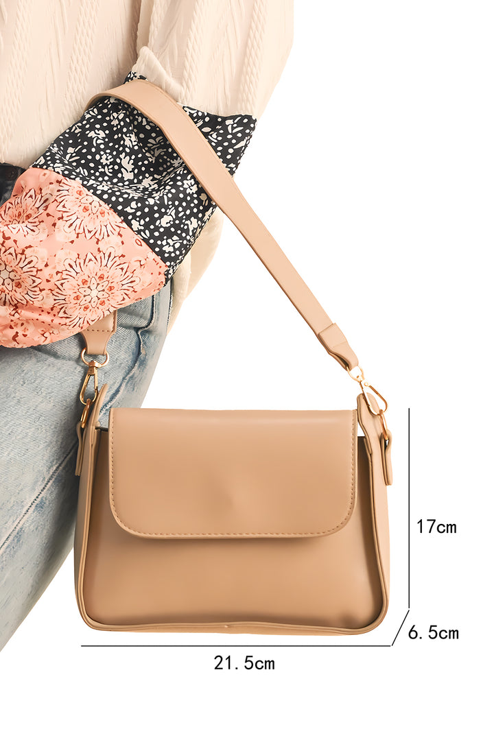 PU Leather Flap Square Shoulder Bag
