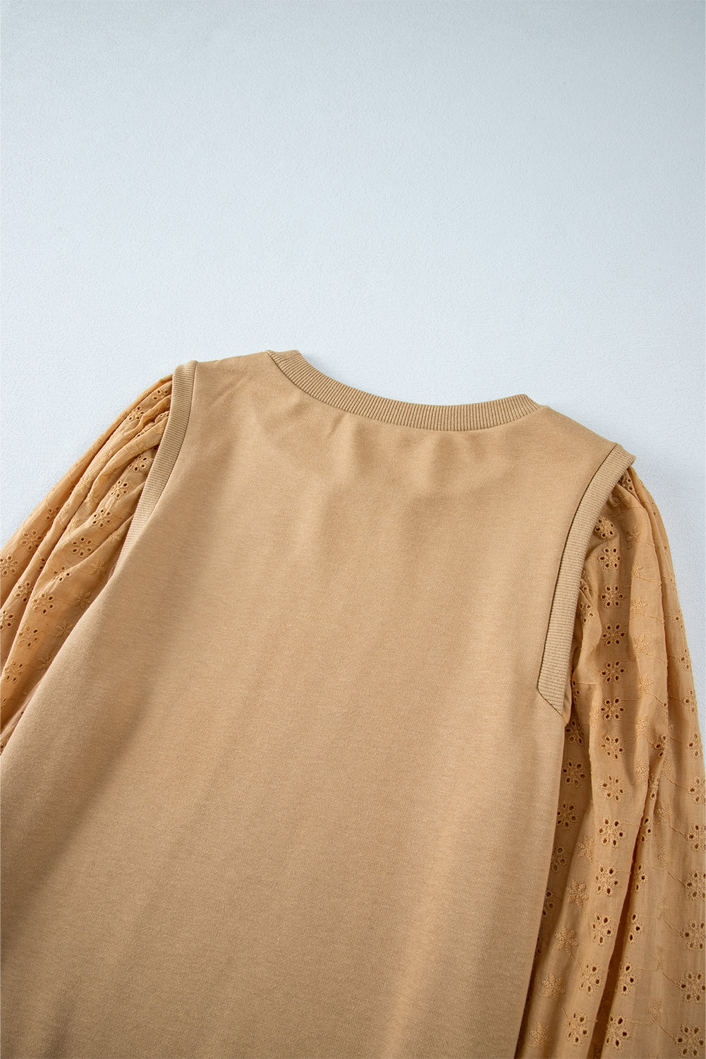 Solid Patchwork Sleeve Round Neck Sweatshirt