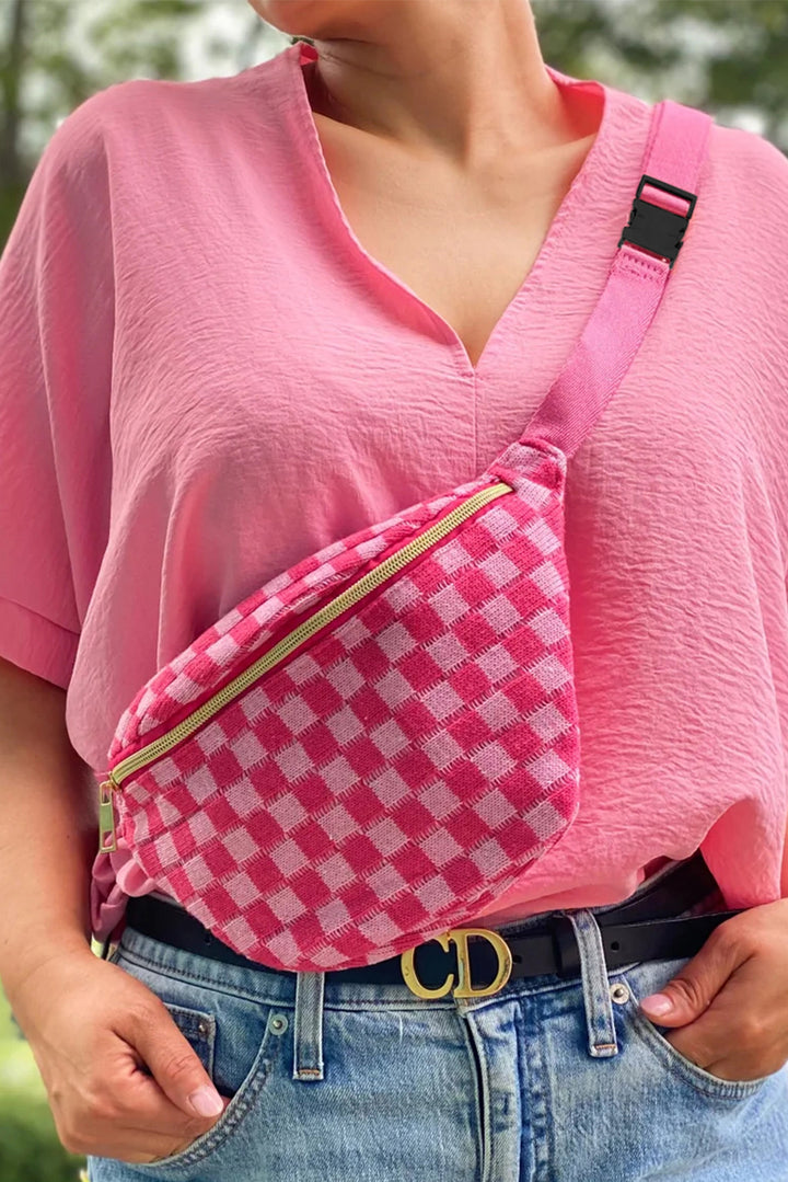 Checkered Pattern Crossbody Sling Bag