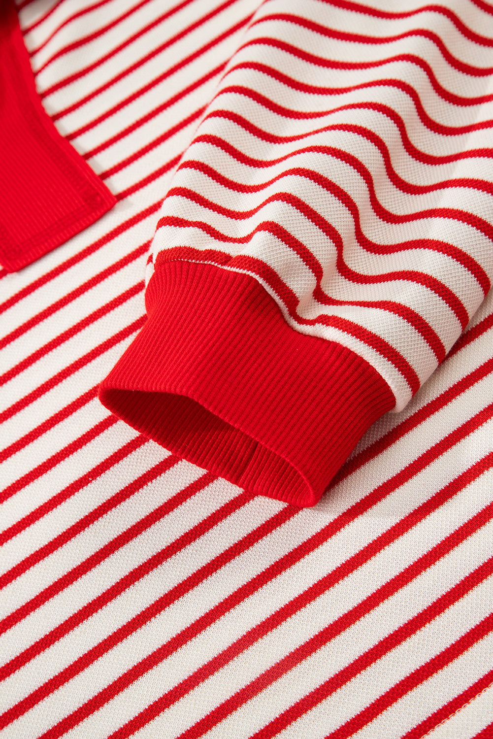 Red Stripe Collared V Neck Pullover and Skort 2pcs Outfit
