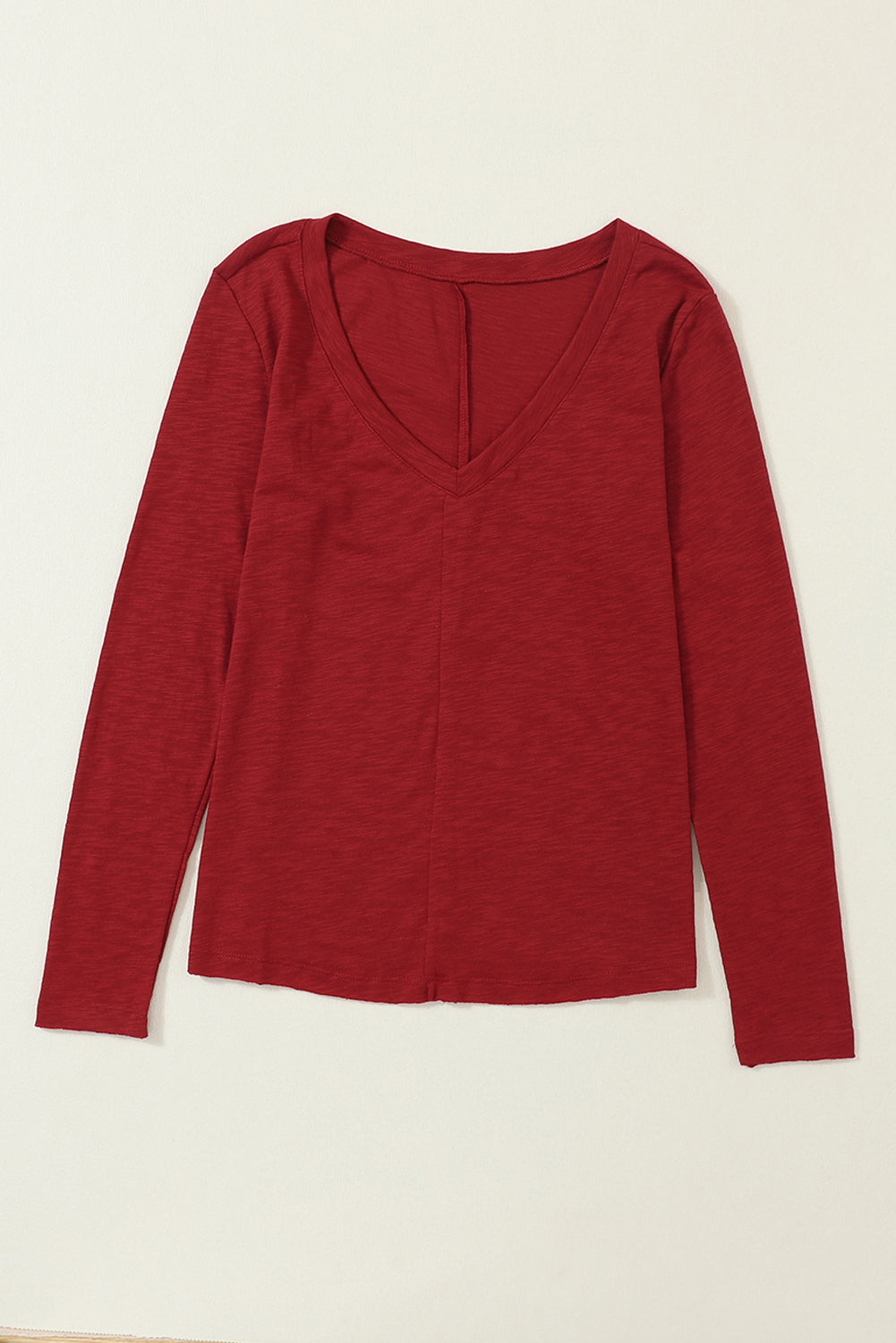V Neck Center Seam Long Sleeve Tee