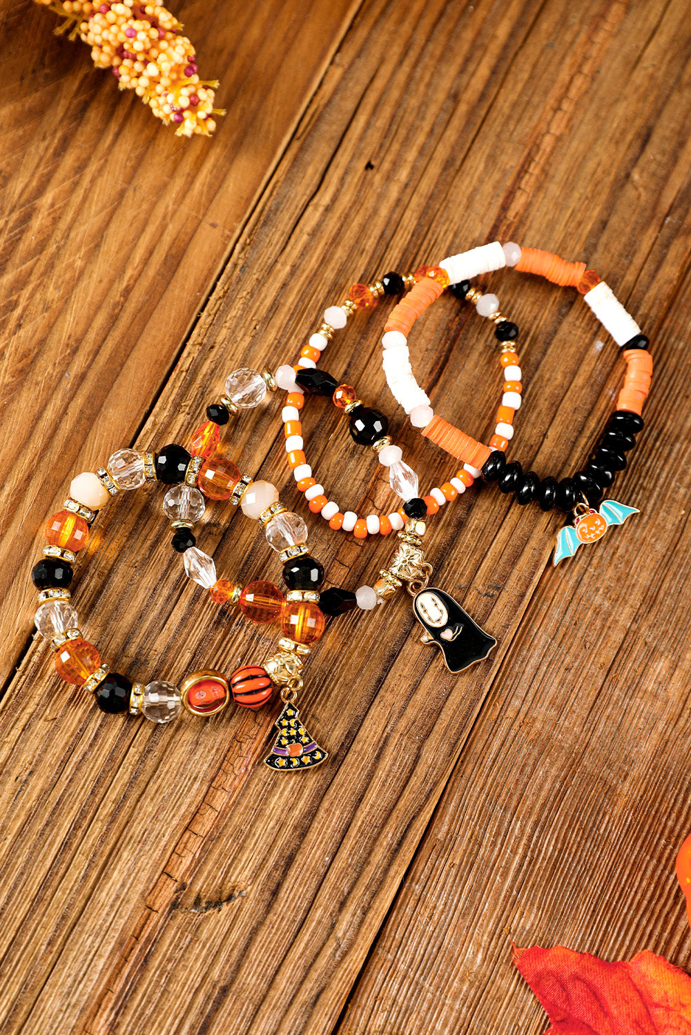 Halloween Kürbis Geist Anhänger Lagen Perlen Armband Set
