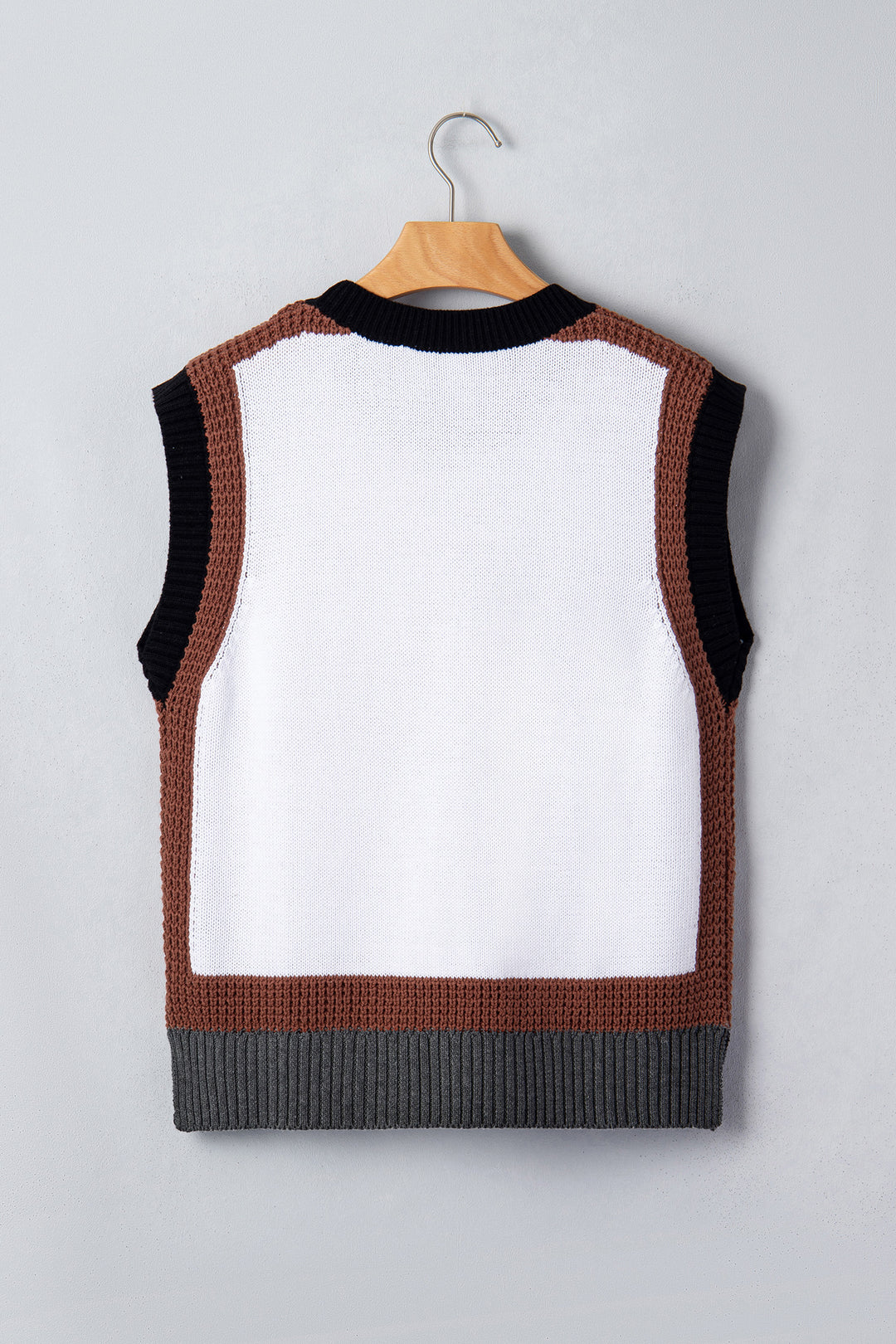White Western Horse Head Colorblock Trim Sweater Vest