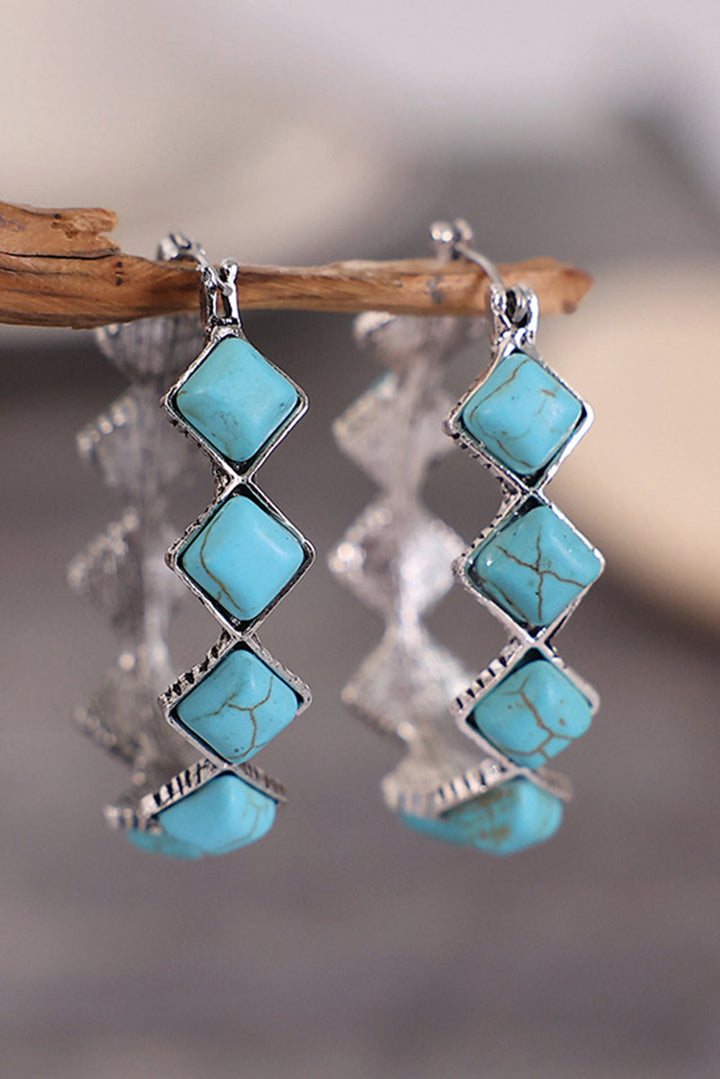 Boucles d'oreilles carrées en turquoise