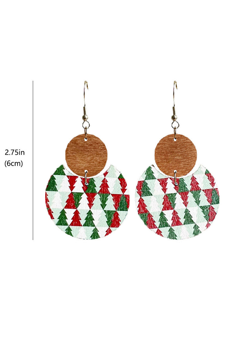 Boucles d'oreilles en bois à motif de damier de Noël