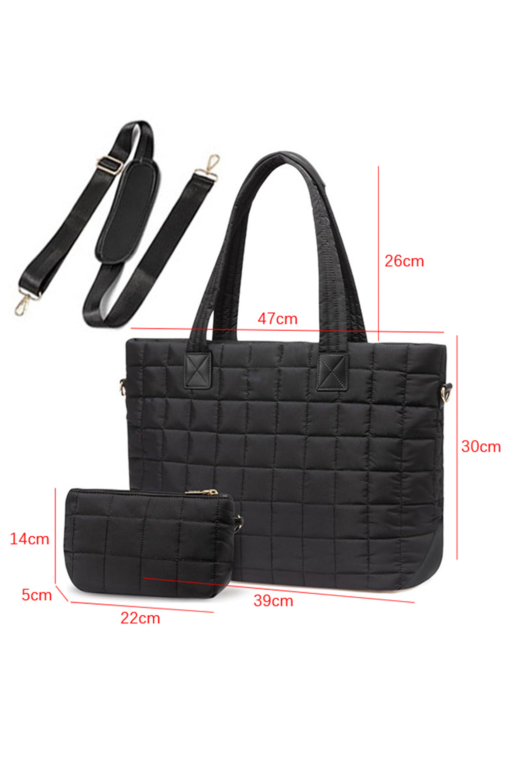 Quilted Patchwork Large Tote Bag and Clutch 2pcs Set