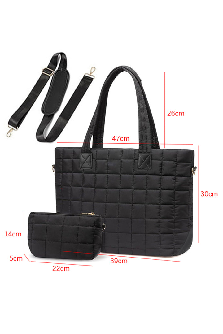 Quilted Patchwork Large Tote Bag and Clutch 2pcs Set