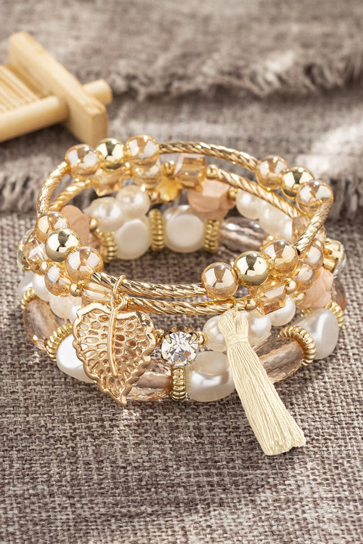 Böhmisches Lagenarmband mit Strassperlen und Fransen