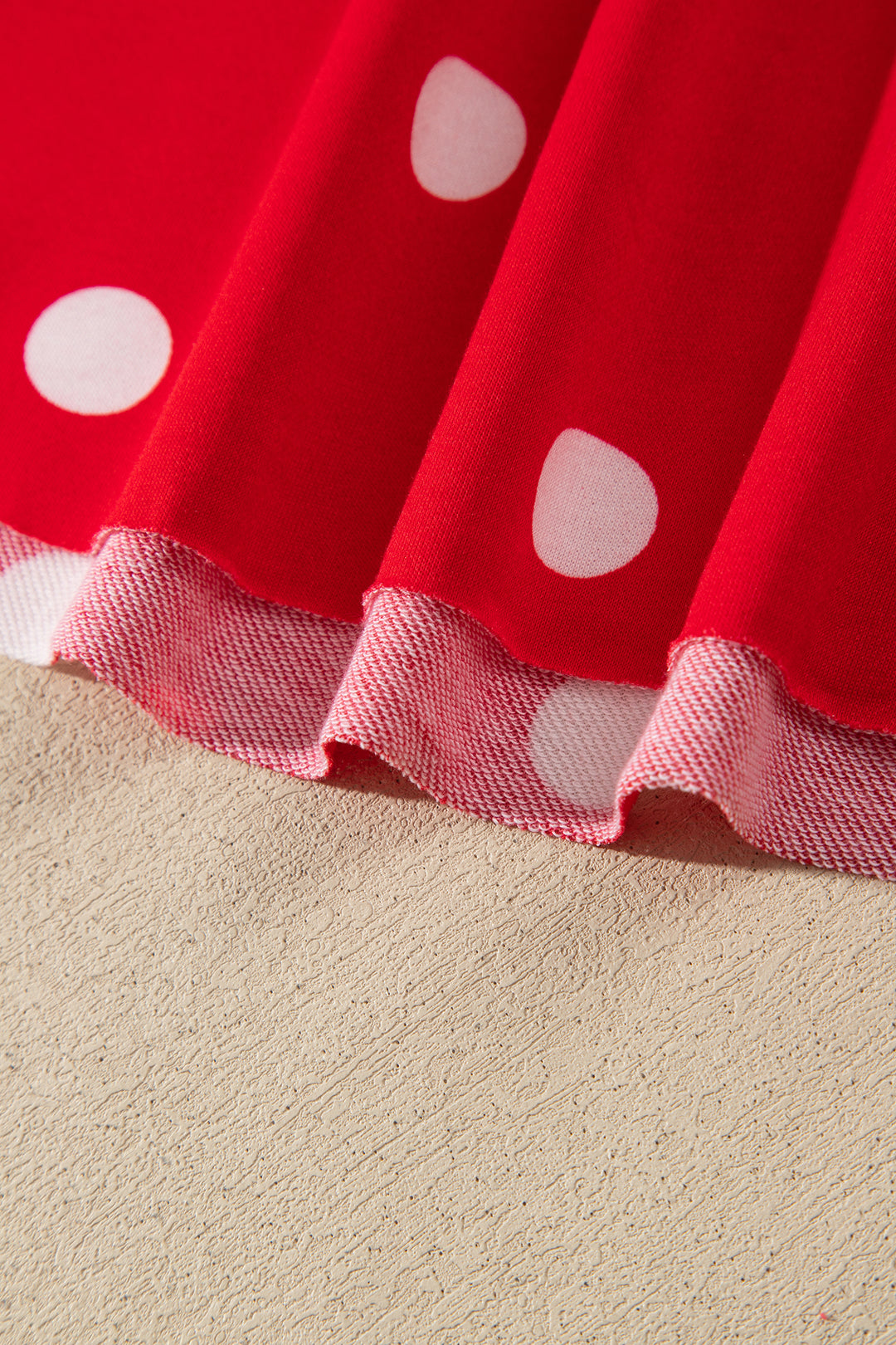 Red Polka Dot Raw Hem Relaxed Pullover Loose Skort Two Piece Set
