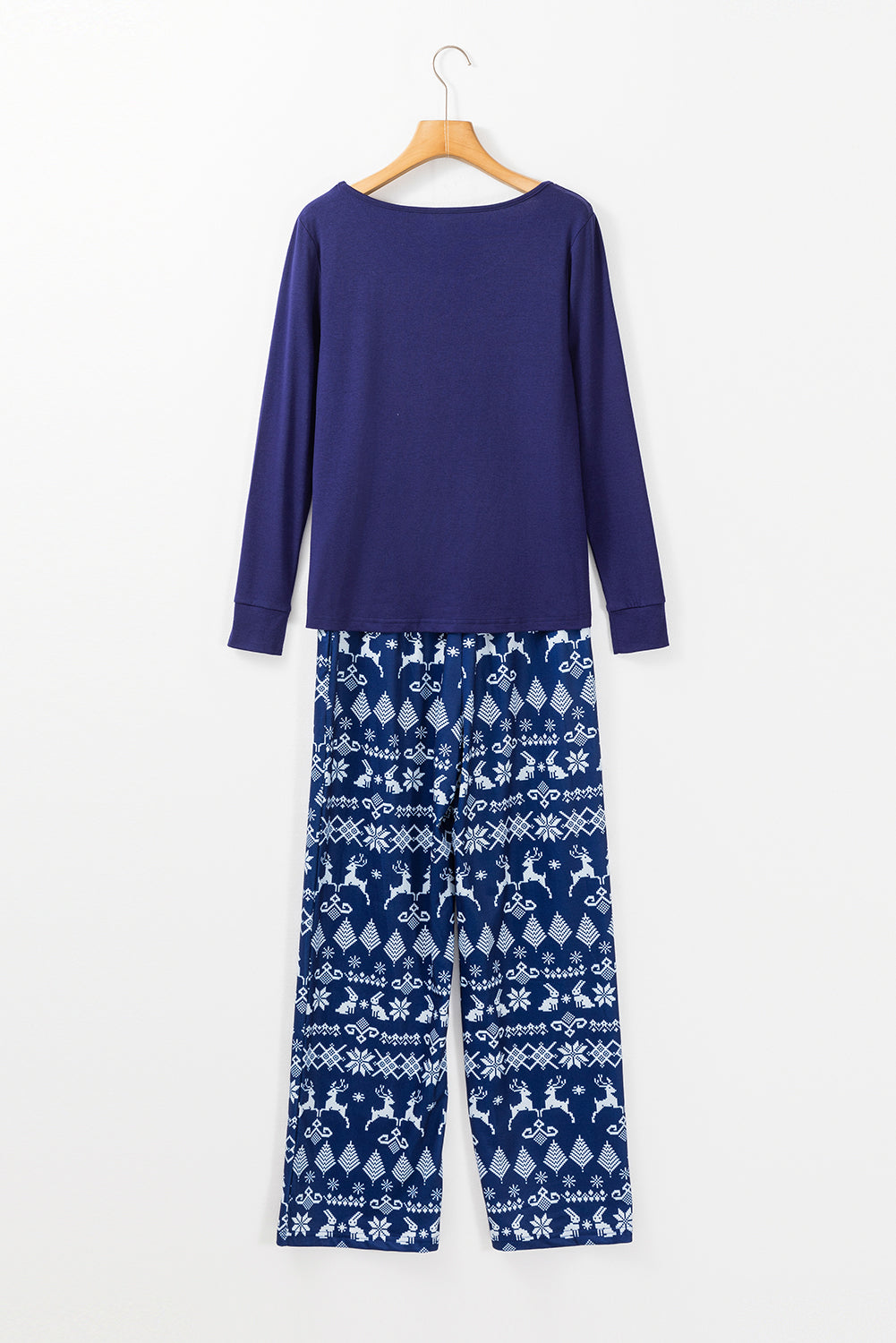 solid top and christmas pants two piece lounge set
