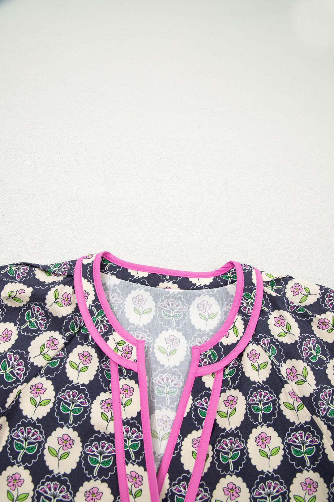 Casual Striped Trim Short Sleeve Vintage Floral Shift Dress