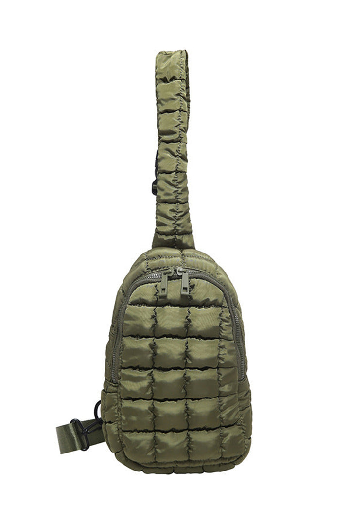 Zipper Quilted Puffer Crossbody Bag