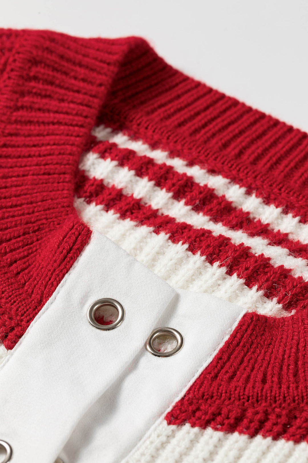 Red Stripe Striped Colorblock V Neck Long Sleeve Shift Sweater