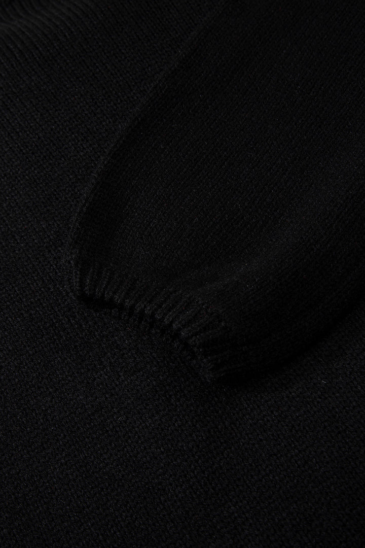 Black Bow Backless Bubble Sleeve Sweater