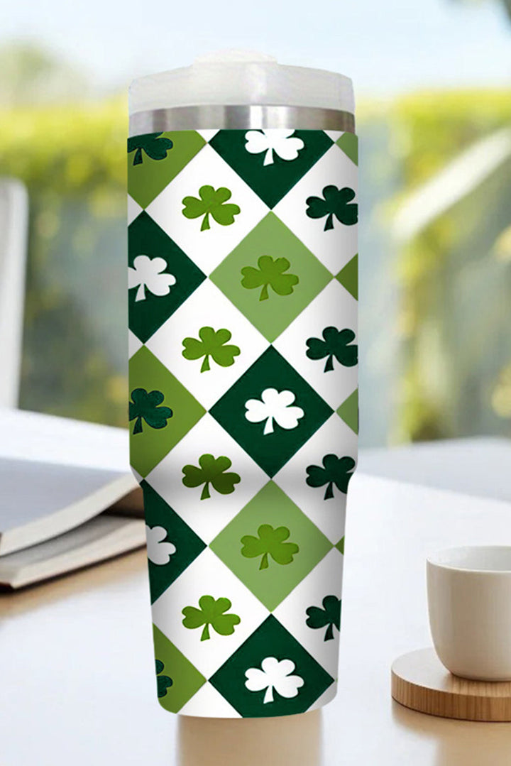 Grand gobelet en paille à imprimé à carreaux Clover sans anse 40 oz