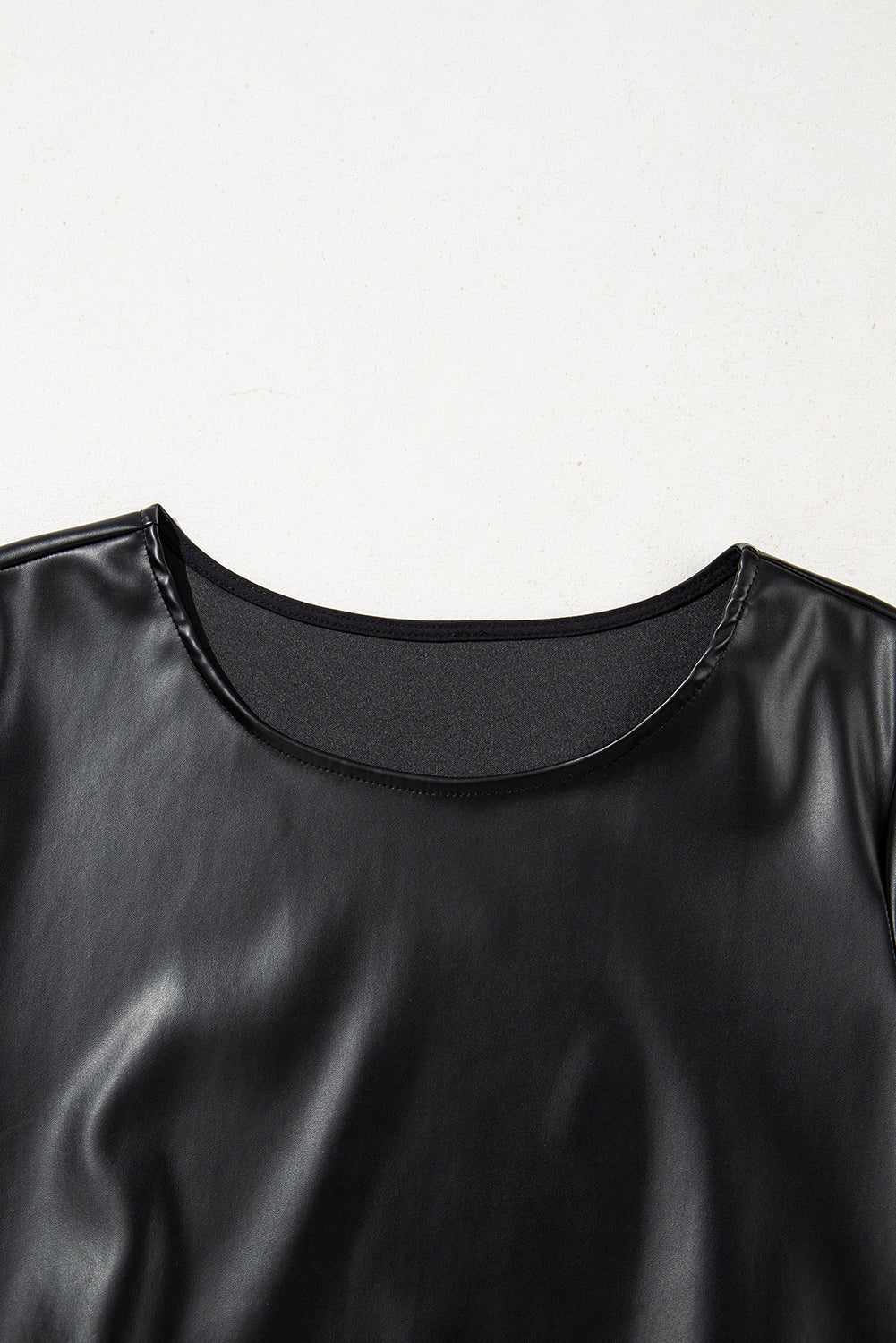 Faux Leather Loose T-shirt Dress