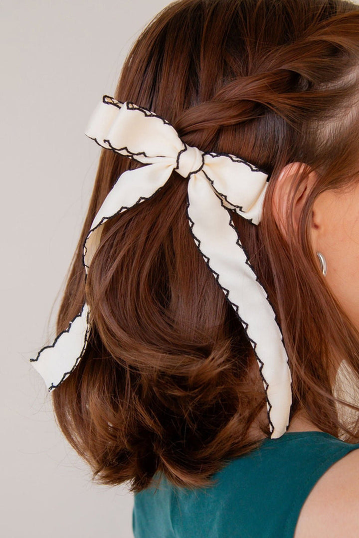 Contrast Trim Colorblock Bowknot Hair Pin