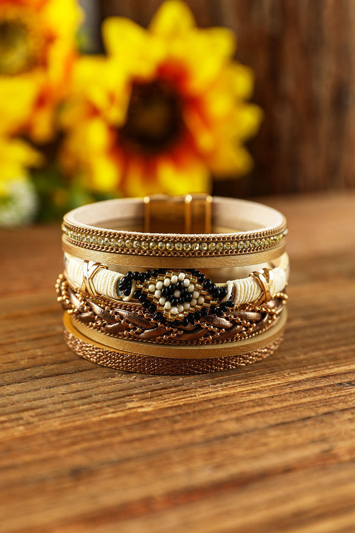Bracelet à boucle magnétique avec perles en strass