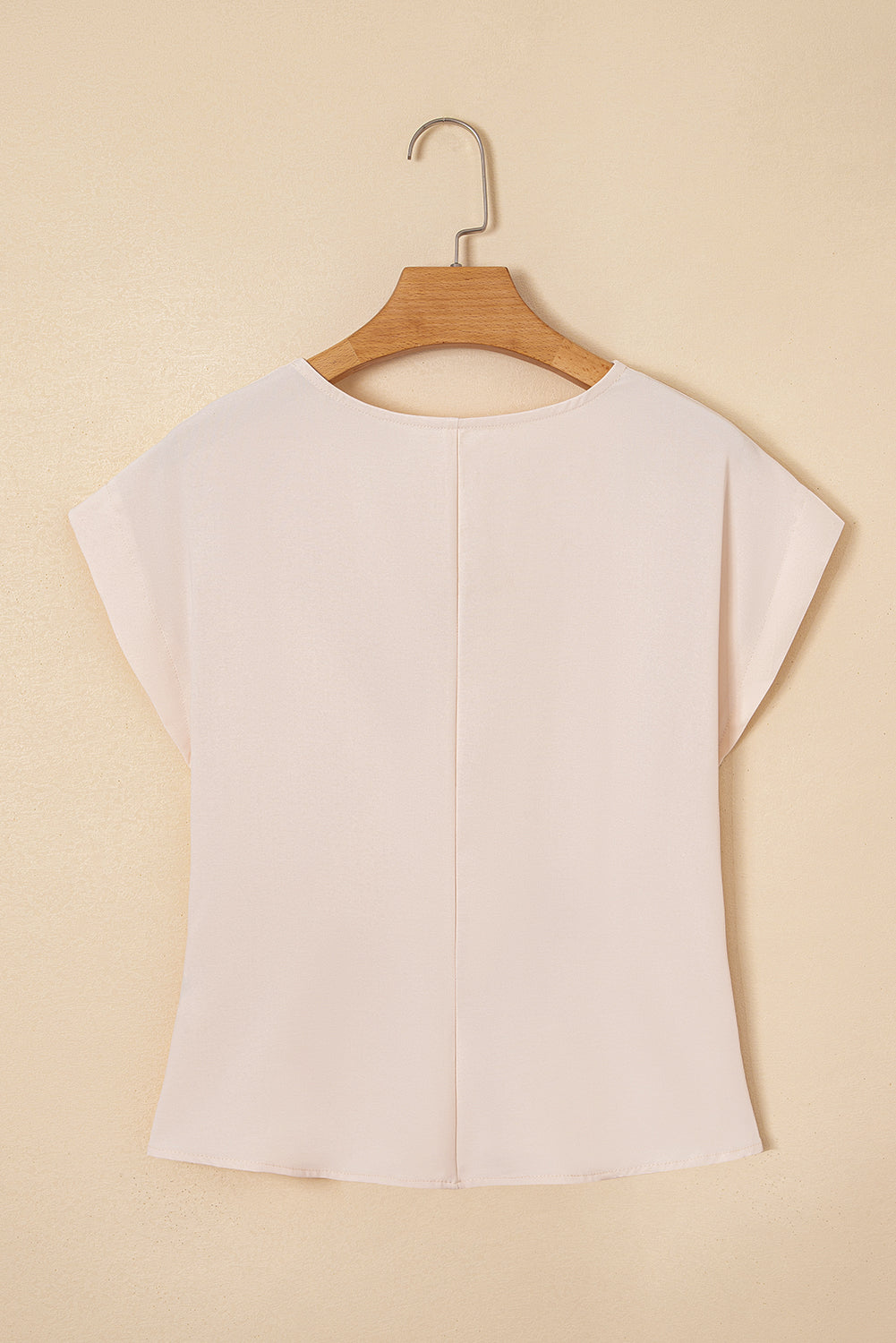 surplice v neck knotted ruched short sleeve peplum blouse