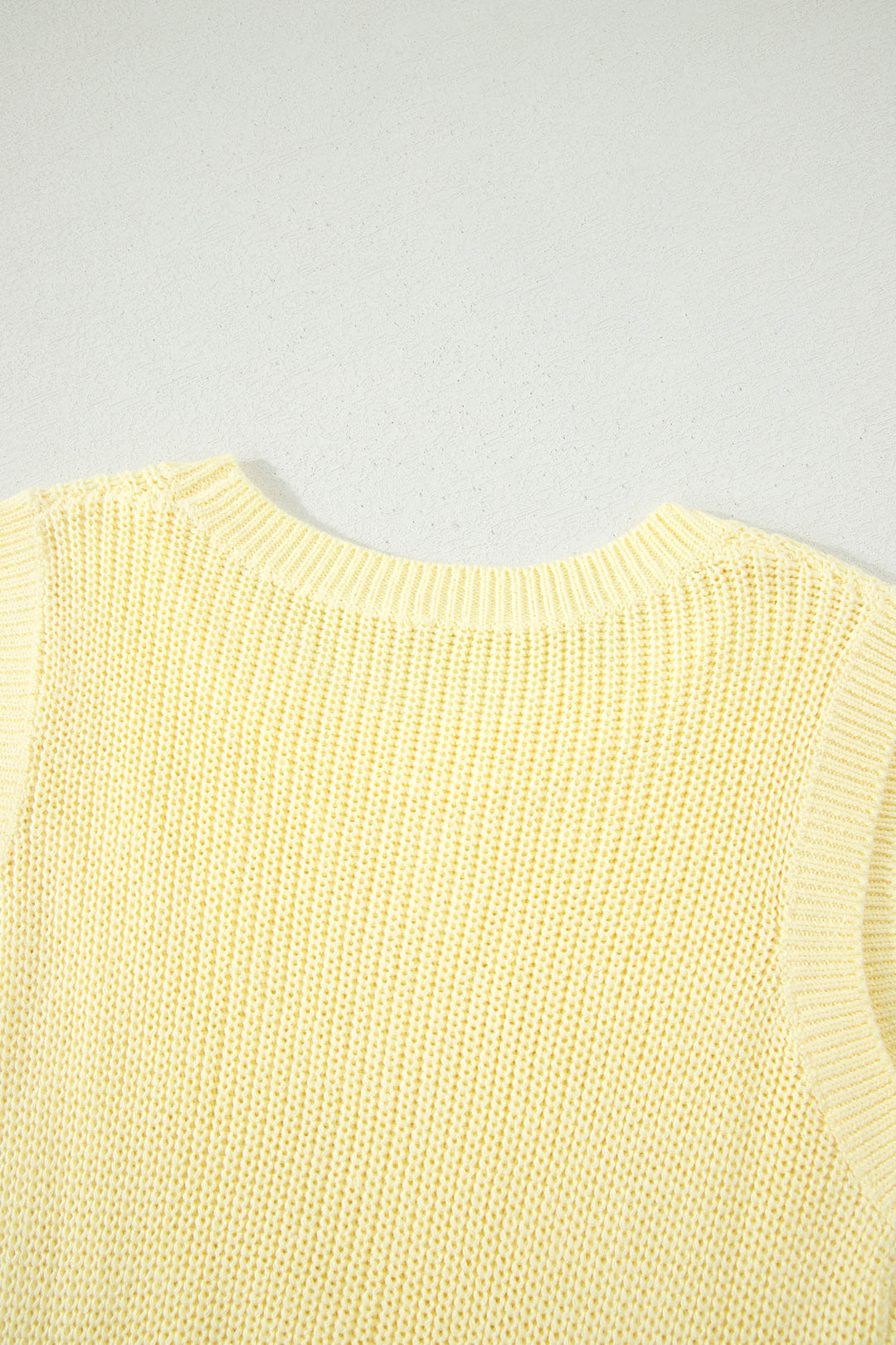 Yellow Cream Solid Color Cropped Knit Knot Back Cutout Sweater Tank