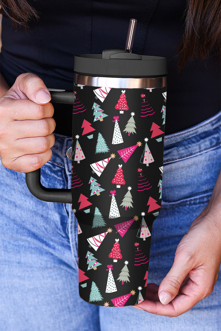 Cartoon Christmas Tree Printed Thermos Cup 40oz