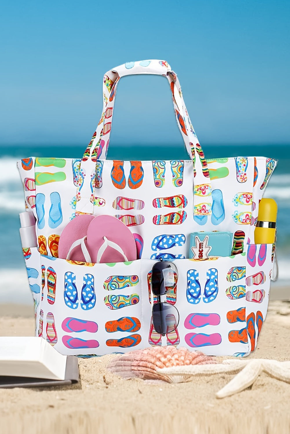 Wasserdichte Strandtasche mit Hausschuhen-Muster
