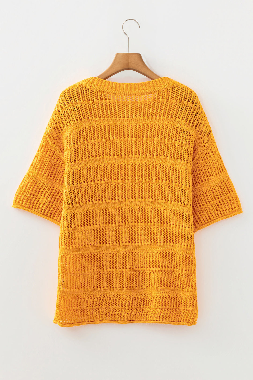 Hollow out Openwork Knit 3/4 Sleeve Sweater