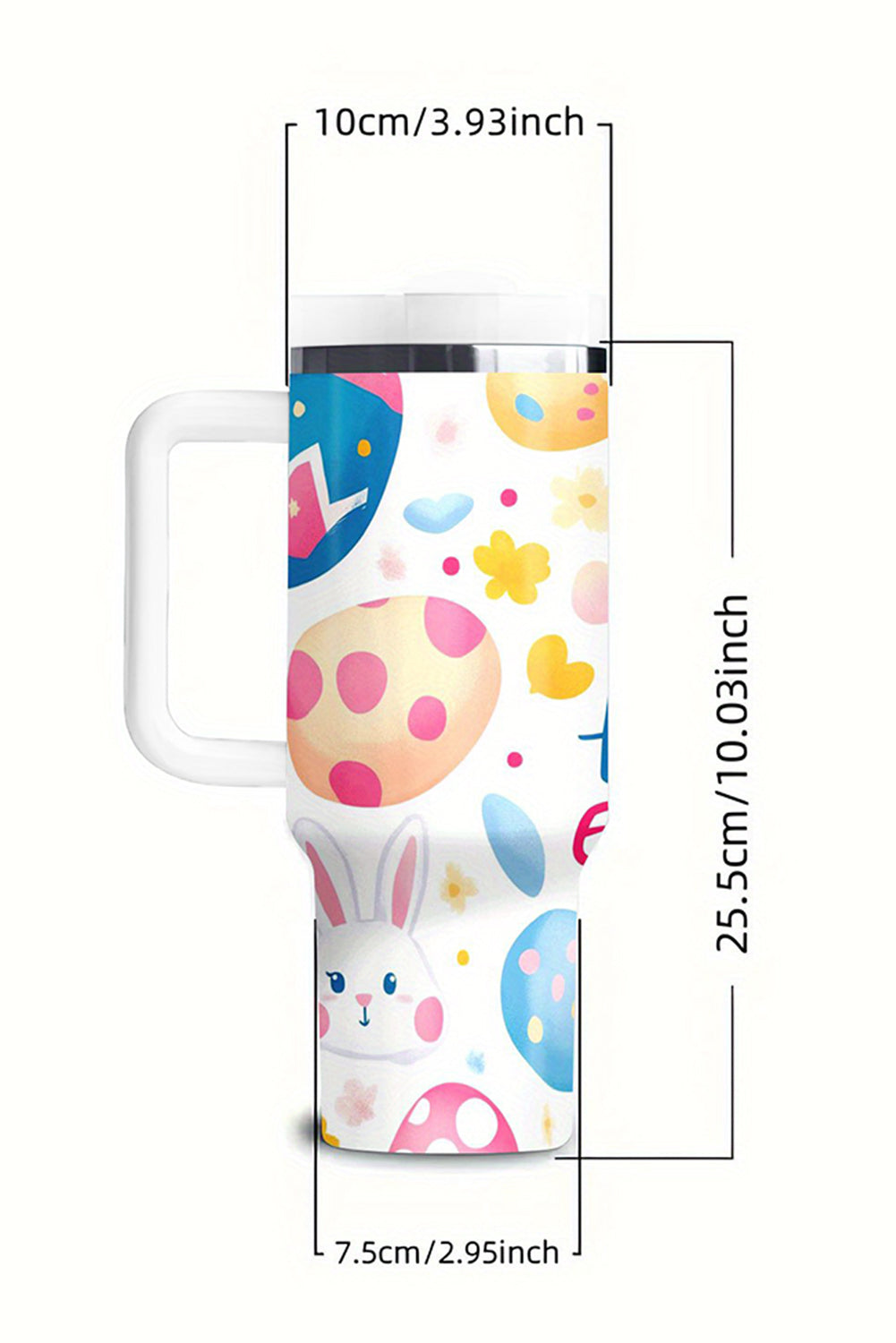 Gobelet isotherme imprimé « Joyeuses Pâques » avec œufs de lapin