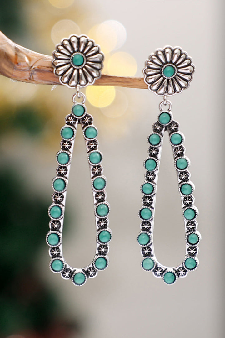 Boucles d'oreilles à fleurs turquoise style western