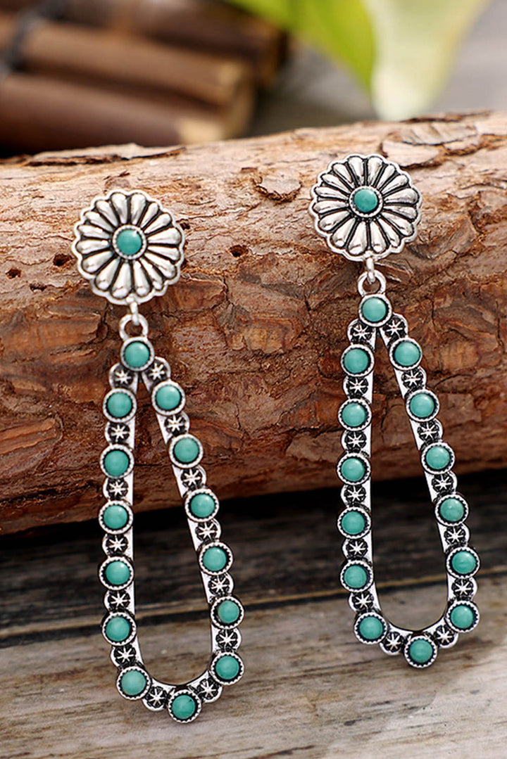 Boucles d'oreilles à fleurs turquoise style western