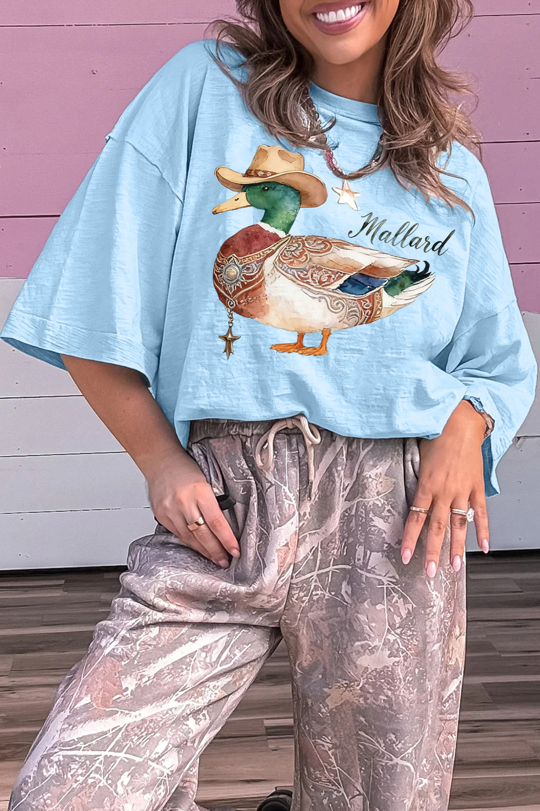 Mist Blue Western Mallard Oversized Tee
