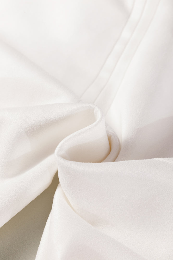 White Frilled Round Neck Short Puff Sleeve Shift Mini Dress